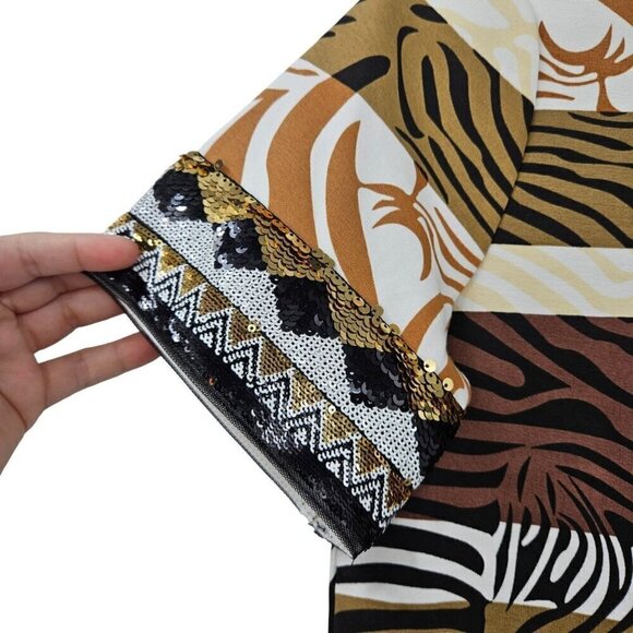 Kobi Halperin Yara Sequined Animal Print Top Tee Women’s Size XS Relaxed Fit - Picture 6 of 11